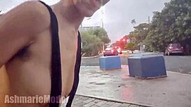 Hairy micro bikini try-on turns into public flashing fun 😏