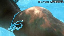 Wow! Swimming pool stunner Angelica, the best milf ever, goes naked in bikini!