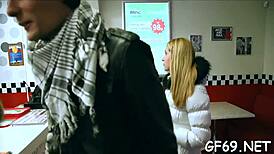 two hunks are really ravishing that petite beauty with sloppy blowjobs