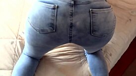 Beautiful wife in lingerie receives three big cumshots in ass, filling it with milk