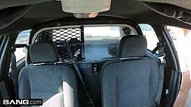 Why not screw the cops? naughty thick white girl bends over for sex in cop car blowjob doggystyle