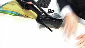 Chesty blonde babe in latex gags on hard shaft