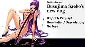 faygrey's busujima saeko trains new pet with joi and humiliation