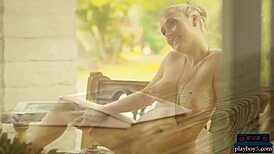 Naturally Curvy Blonde Milf Babe Poses Outdoor