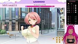 vtuber lewdneko plays love cubed part 1 with big tits moaning