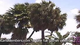 Gigantic tit alert, Mindy strips fully naked in public with tanned body