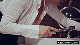 Kelly Madison Shows Boobs While Working on Blueprints