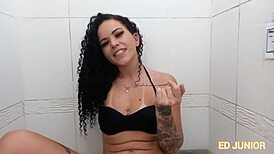 Fodendo hot Latina in sauna with bikini on. Ed Junior and Agatha Reis go wild!