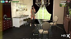 Fashion business features maid removing her outfit in anime-style scene.