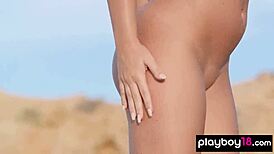 tahlia paris strips sensually at beach