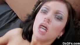 Brunette Amateur Gives Intense Blowjob And Takes Hardcore Cumshot In Wild Session