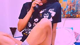 Bluee's emotional solo masturbation session shows her ass and pussy to followers with toys