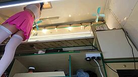 this crazy european girl loves getting upskirted at work for cash