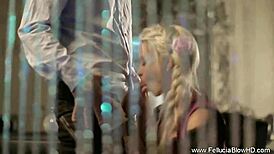 Blowjob fantasy with german blonde in secret, she swallows.