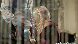 Blowjob fantasy with german blonde in secret, she swallows.