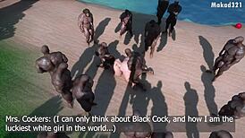 백인 밀프가 아프리카에서 BBC로 바람 피워, 3D 헨타이 액션