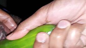 Sexy Indian Wife Oils Up for VIBRATOR and CUCUMBER Play