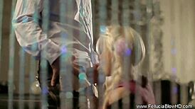 Blowjob fantasy with german blonde in secret, she swallows.