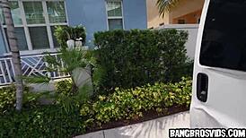 Brunette with big tits rides hard