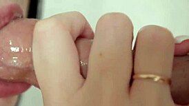 uhh, my stepsister licks n sucks my foreskin cock so close, damn