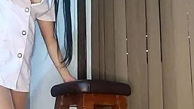 Sassy Nurse Horny, Wet Pussy Masturbating for Patient