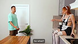 Step-Bro's Secret Footjob in Stockings