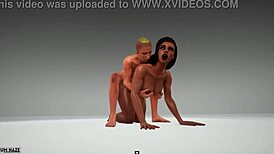 Cute Guy Mates With Ebony Amazonian In Wild 3D Porn