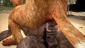 Minotaur Fucks Lion and Cums in Mouth