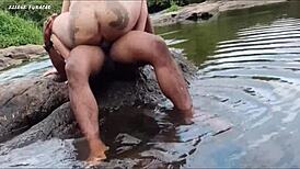 Outdoor Sex with Couple, Almost Caught but Got a Hot Cum Blast!