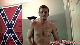 White gay ricky has hard dick sucked by two old homos.