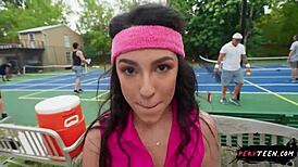 Teen has sneaky sex during tennis game