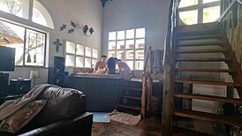 Spa bath turns into reverse gangbang with three girls