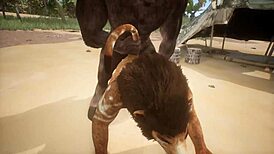 Minotaur Fucks Lion and Cums in Mouth