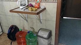 schoolgirl princess charms stepdad into kitchen fling