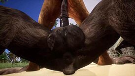 Minotaur Fucks Lion and Cums in Mouth