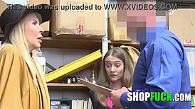 Ffm Scared Granddaughter and Lustful Grandma Fucked for Stealing. Office Threesome Shocks with Clothes Ripped.