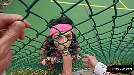 Teen has sneaky sex during tennis game