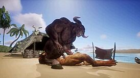 Minotaur Fucks Lion and Cums in Mouth