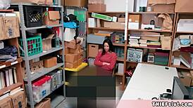 cute shoplifter chick caught, stripped, and punished with rough fuck