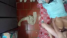 Stepson fucks stepmother on ceiling camera