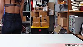 cute shoplifter chick caught, stripped, and punished with rough fuck