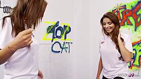 Blonde Teens in Lesbian Grinding After Football