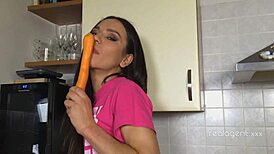 russian pornstar nataly gold rubs her hole with carrot