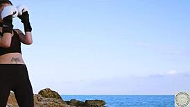 Boxer tied and spanked before rimming dom by sea