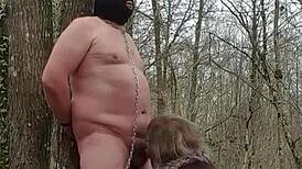 femdom bdsm slut submission in forest