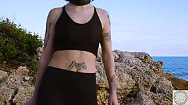 Boxer tied and spanked before rimming dom by sea