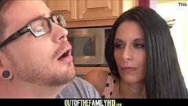 Sexy brunette MILF stepmom Nikki Daniels gets fucked by her stepson after he fucks his girlfriends with cumshot.