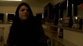 Naughty and horny strips and pisses in the middle of the street in front.