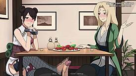 naruto kunoichi tsunade and tenten tease in public restaurant hentai