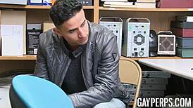 Hey, handsome gay caught stealing, forced to suck BBC hard! 😈